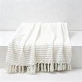 Waffle Knit Tassel Throw Blanket - Multi-Color Cozy Sofa & Bed Cover