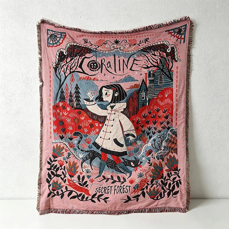 CouldNook Woven Throw Blanket - Whimsical Secret Forest Fairy Tale Tapestry