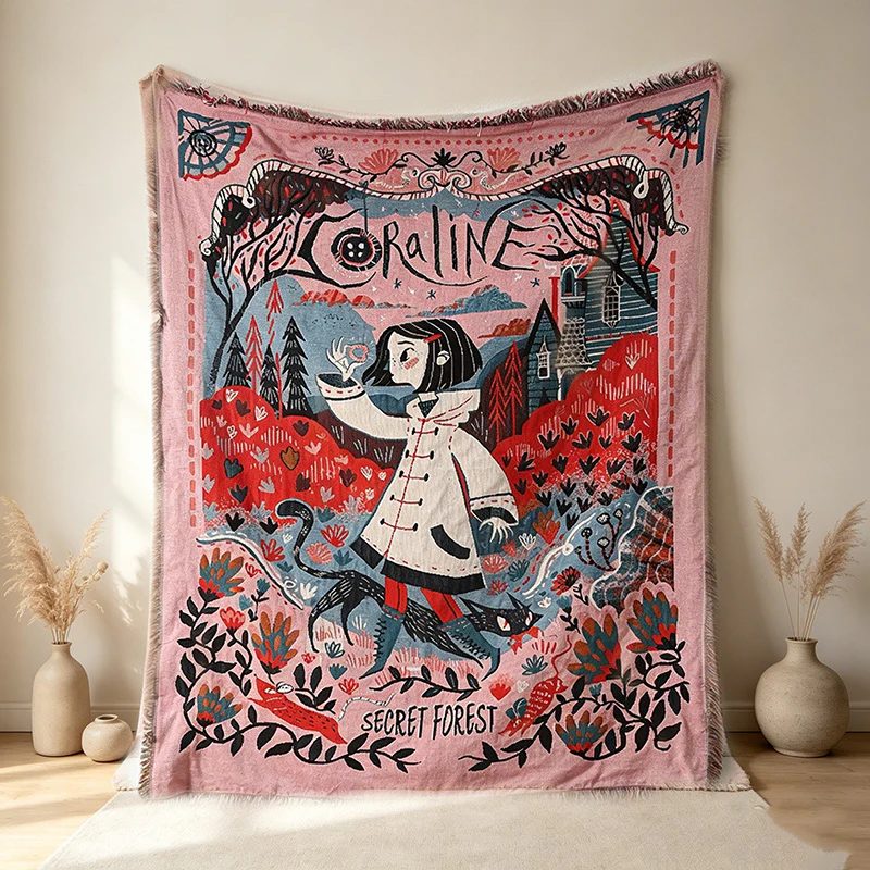 CouldNook Woven Throw Blanket - Whimsical Secret Forest Fairy Tale Tapestry