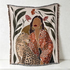 CouldNook Woven Throw Blanket - Bohemian Safari Leopard Tapestry Collection