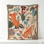 CouldNook Woven Throw Blanket - Bohemian Safari Leopard Tapestry Collection