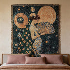 CouldNook Woven Throw Blanket - Art Deco Peacock Princess Tapestryl