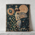 CouldNook Woven Throw Blanket - Art Deco Peacock Princess Tapestryl