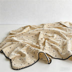 CouldNook 100% Cotton Crinkle Muslin Blanket - Kawaii Bear Baby-Safe Throw