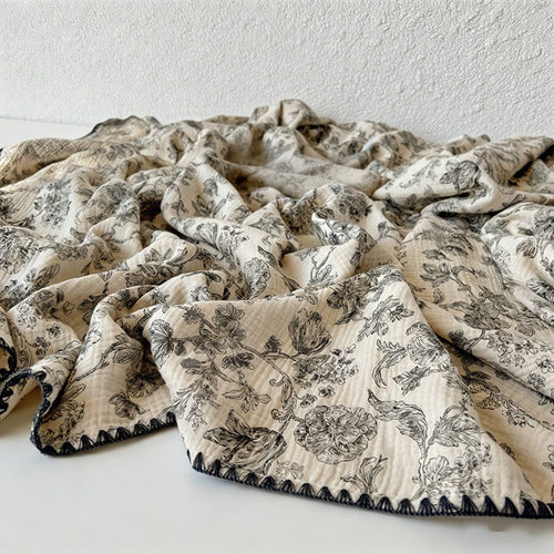 CouldNook 100% Cotton Crinkle Muslin Blanket - Kawaii Bear Baby-Safe Throw