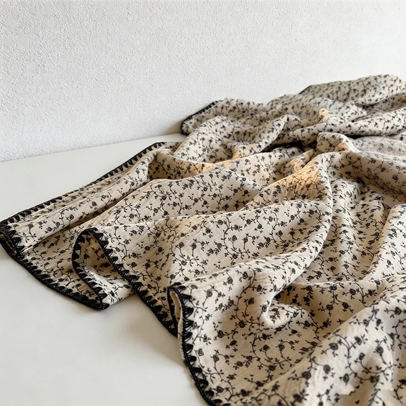 CouldNook 100% Cotton Crinkle Muslin Blanket - Kawaii Bear Baby-Safe Throw