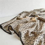 CouldNook 100% Cotton Crinkle Muslin Blanket - Kawaii Bear Baby-Safe Throw