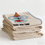 CouldNook Reversible Muslin & Fleece Blanket - Kawaii 3D Embroidered Throw