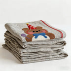 CouldNook Reversible Muslin & Fleece Blanket - Kawaii 3D Embroidered Throw