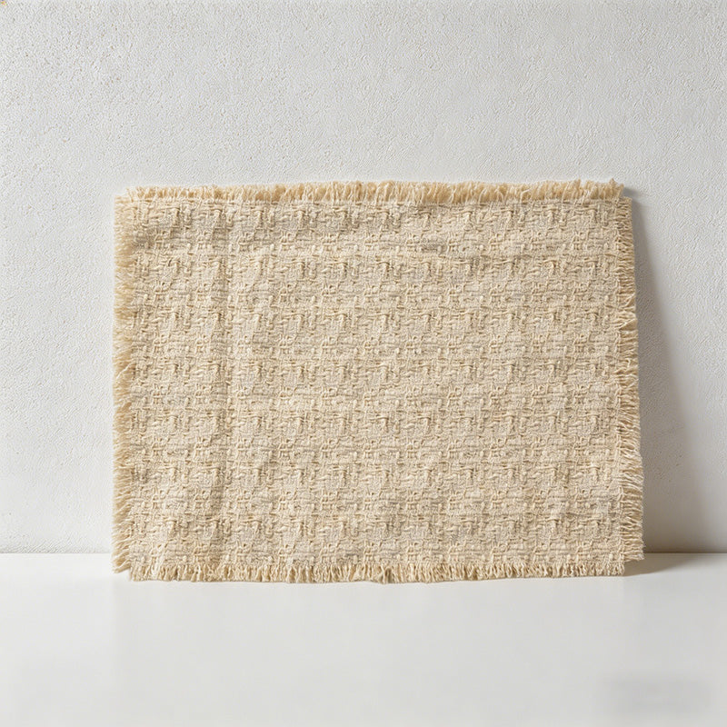 CouldNook Rustic Woven Cotton Fringed Coaster & Placemat - French Country Style