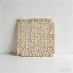 CouldNook Rustic Woven Cotton Fringed Coaster & Placemat - French Country Style