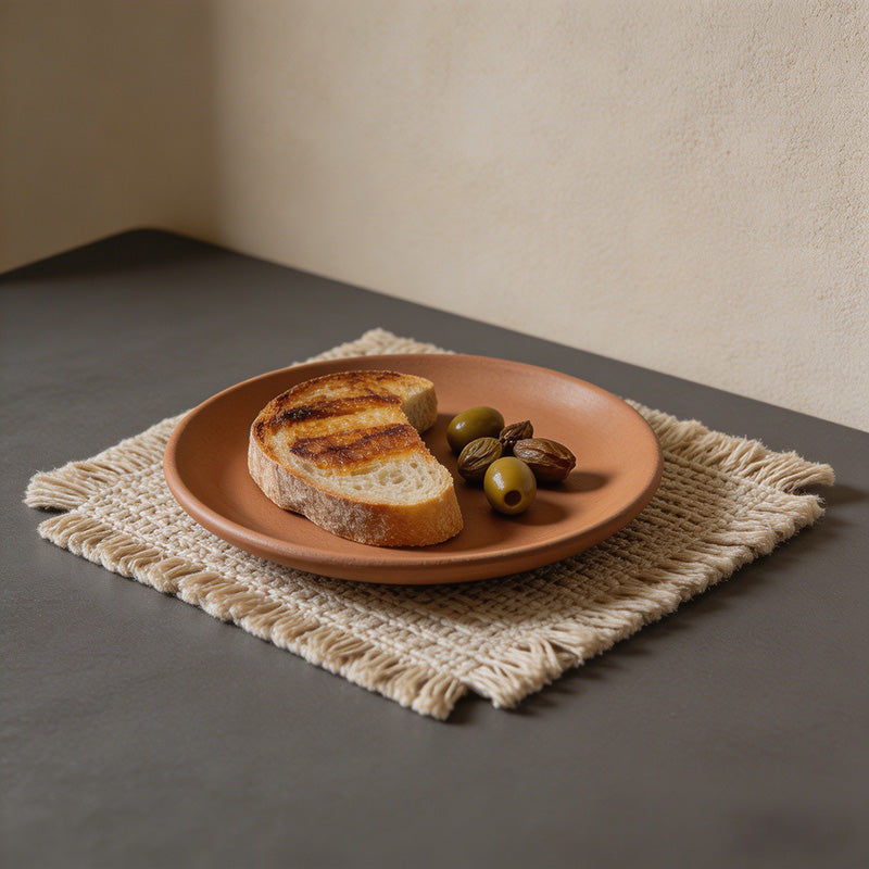 CouldNook Rustic Woven Cotton Fringed Coaster & Placemat - French Country Style
