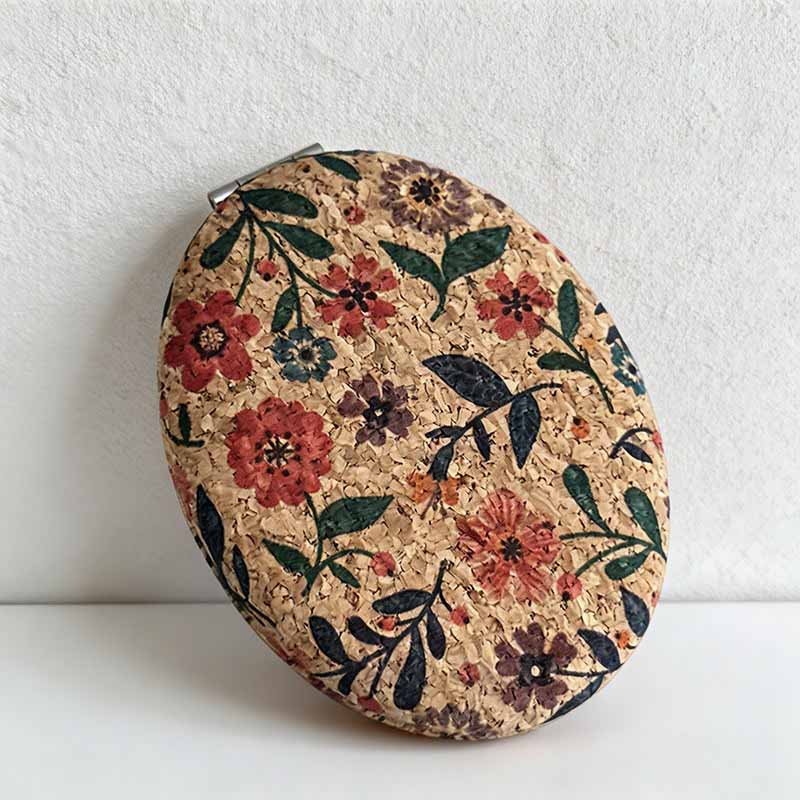 CouldNook Retro Floral Compact Mirror - Double-Sided Magnifying Pocket Mirror