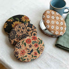 CouldNook Retro Floral Compact Mirror - Double-Sided Magnifying Pocket Mirror