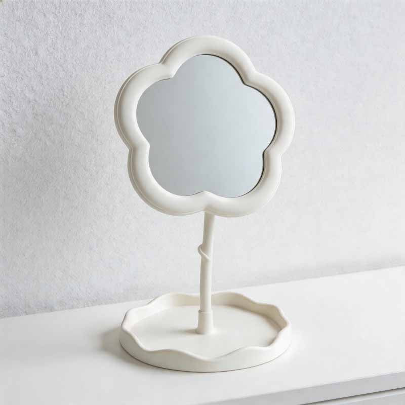 CouldNook Flower-Shaped Tabletop Vanity Mirror - With Storage Tray & 360° Rotation