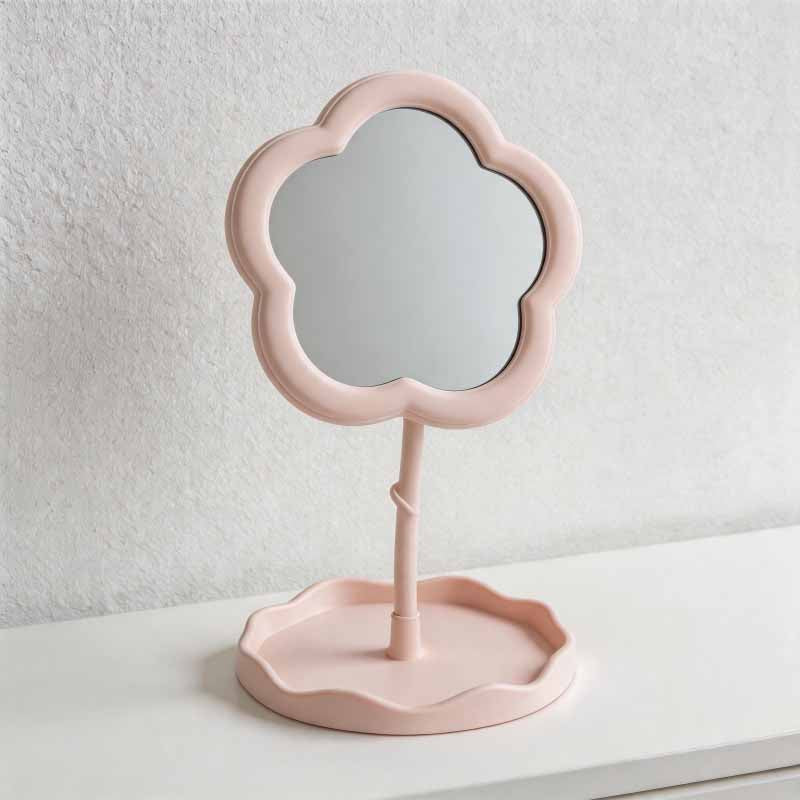 CouldNook Flower-Shaped Tabletop Vanity Mirror - With Storage Tray & 360° Rotation