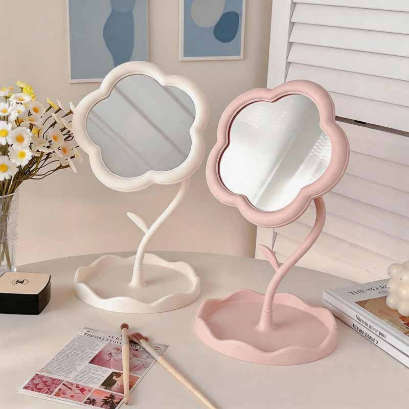 CouldNook Flower-Shaped Tabletop Vanity Mirror - With Storage Tray & 360° Rotation