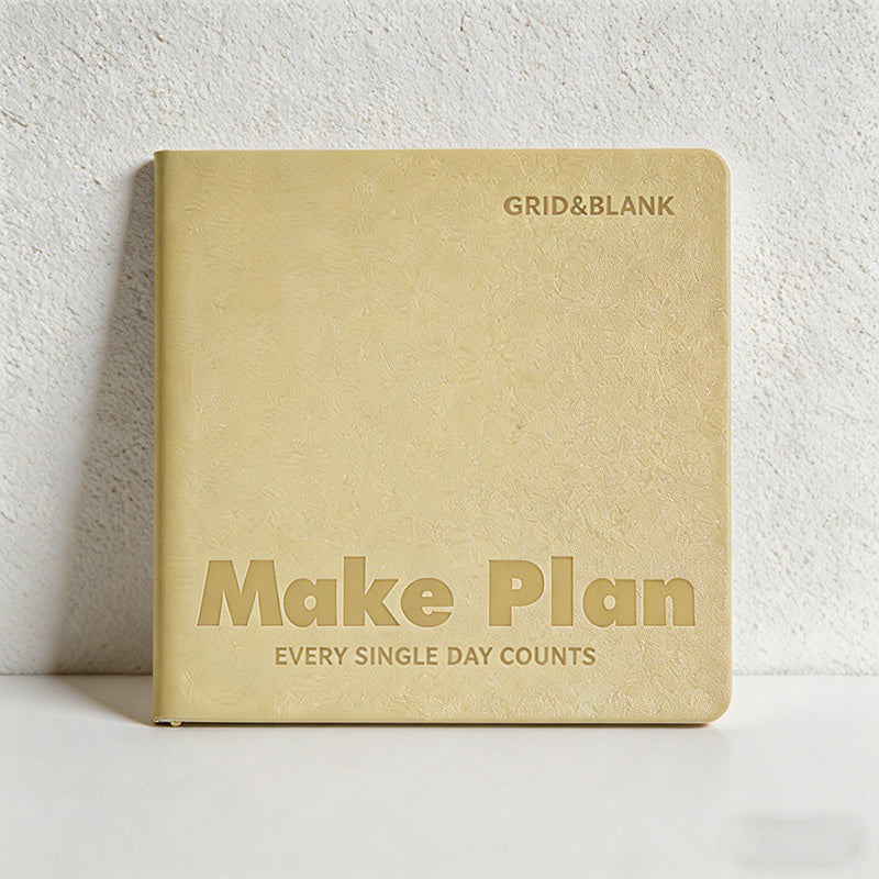 CouldNook "Make Plan" Pastel PU Leather Notebook - Mini Square Grid & Blank Journal
