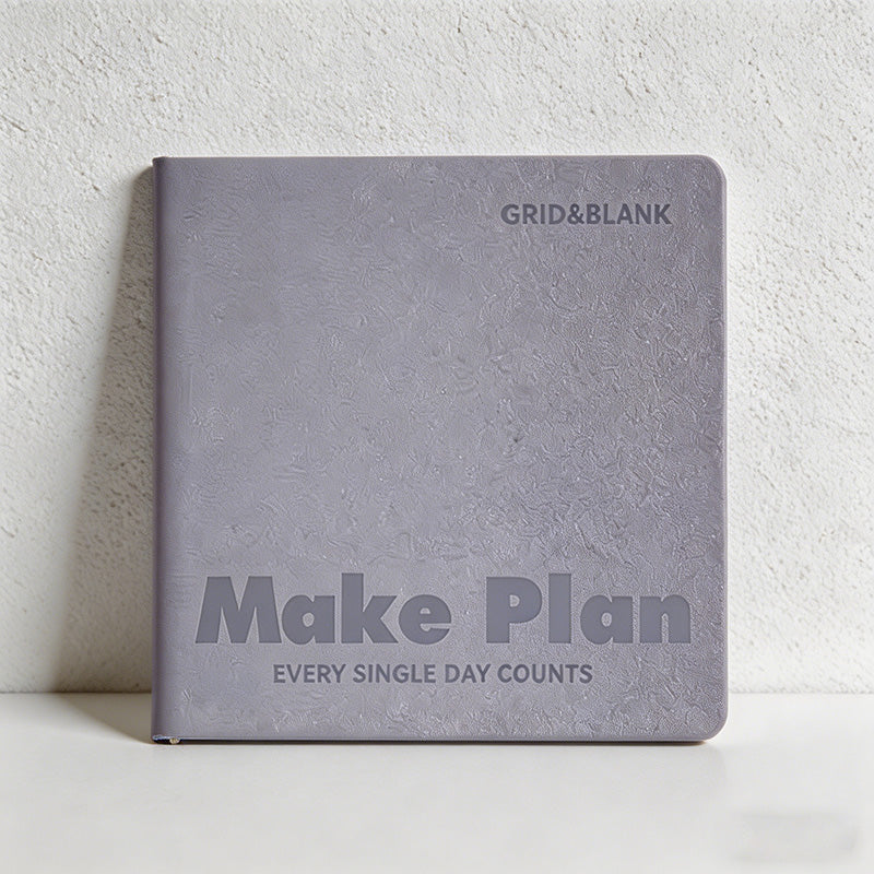 CouldNook "Make Plan" Pastel PU Leather Notebook - Mini Square Grid & Blank Journal