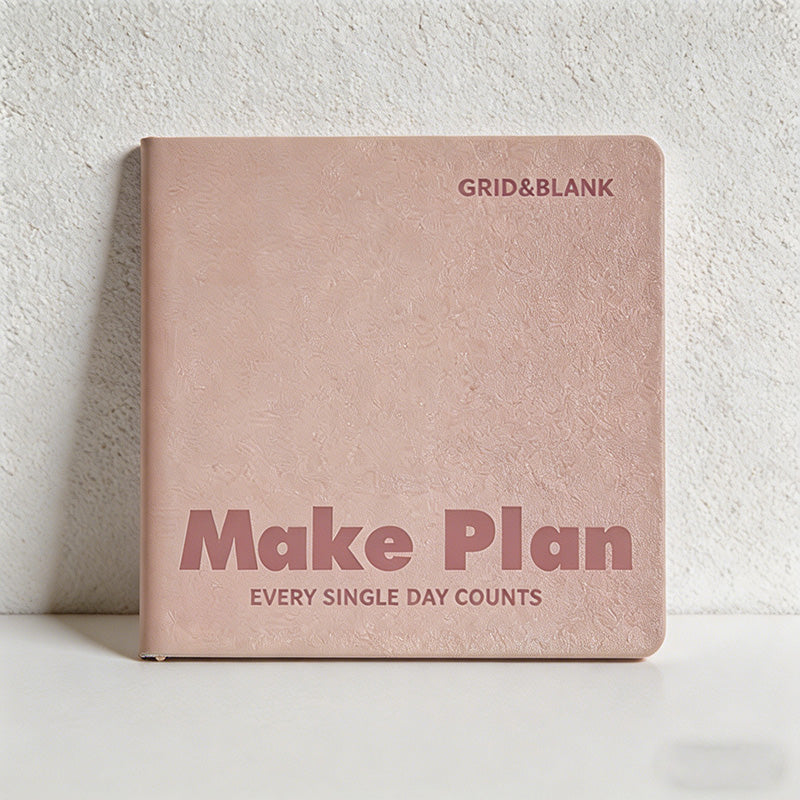CouldNook "Make Plan" Pastel PU Leather Notebook - Mini Square Grid & Blank Journal