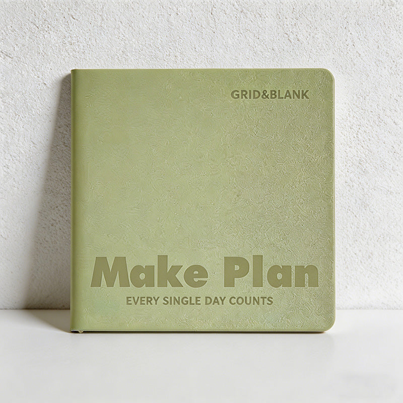CouldNook "Make Plan" Pastel PU Leather Notebook - Mini Square Grid & Blank Journal