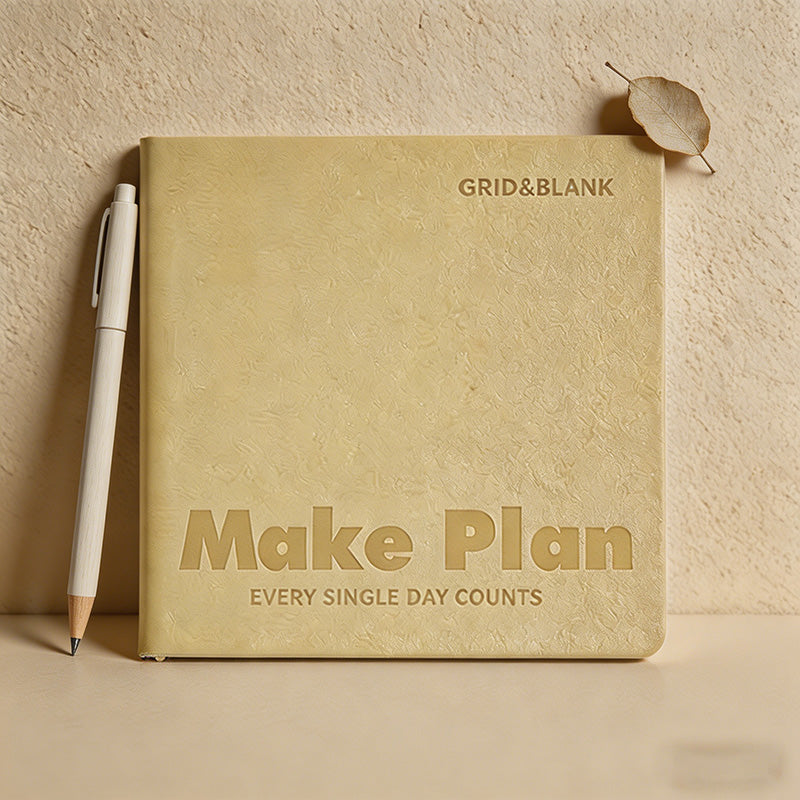 CouldNook "Make Plan" Pastel PU Leather Notebook - Mini Square Grid & Blank Journal