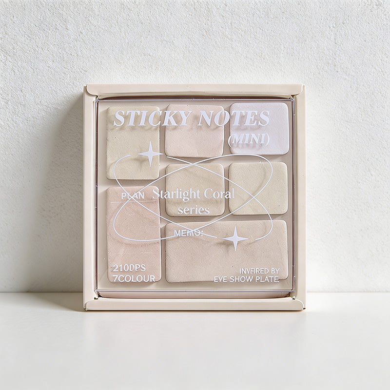 CouldNook "Starlight Coral" Mini Sticky Note Palette - Aesthetic Pastel Memo Pad Set