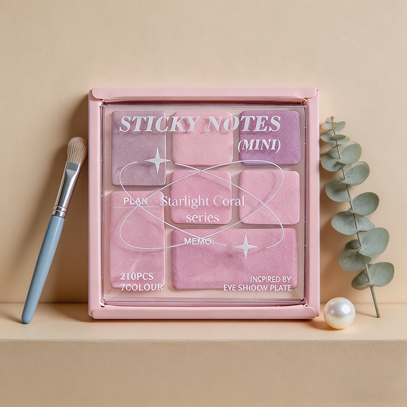 CouldNook "Starlight Coral" Mini Sticky Note Palette - Aesthetic Pastel Memo Pad Set
