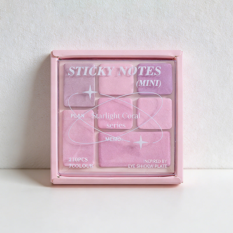 CouldNook "Starlight Coral" Mini Sticky Note Palette - Aesthetic Pastel Memo Pad Set