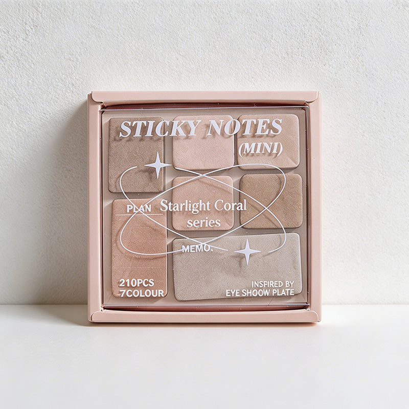 CouldNook "Starlight Coral" Mini Sticky Note Palette - Aesthetic Pastel Memo Pad Set
