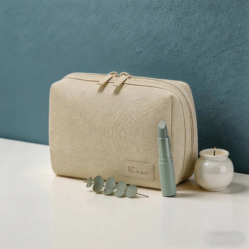 CouldNook Eco-Friendly RPET Makeup Bag - Minimalist Textured Travel Toiletry Pouch