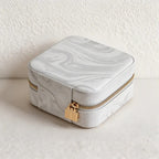 CouldNook "Liquid Marble" Mini Travel Jewelry Box - Elegant PU Leather Organizer Case