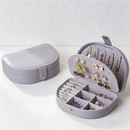 CouldNook Half-Moon PU Leather Jewelry Box - Vintage Double-Layer Organizer Case
