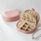 CouldNook Half-Moon PU Leather Jewelry Box - Vintage Double-Layer Organizer Case