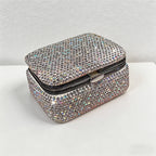 CouldNook Bling Rhinestone Mini Jewelry Box - Sparkly Metal Travel Organizer Case