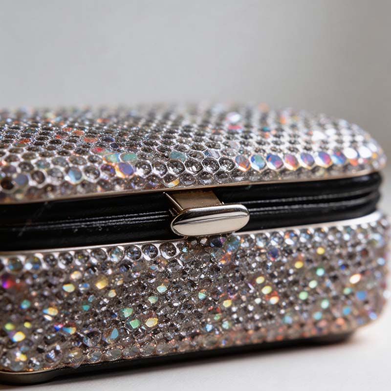 CouldNook Bling Rhinestone Mini Jewelry Box - Sparkly Metal Travel Organizer Case