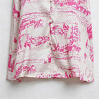 CouldNook Pajama Set 2 Piece-Toile Print Long Sleeve Button Down Top & Loose Wide Leg Pants Lounge Set