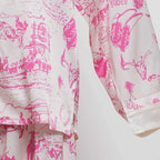 CouldNook Pajama Set 2 Piece-Toile Print Long Sleeve Button Down Top & Loose Wide Leg Pants Lounge Set