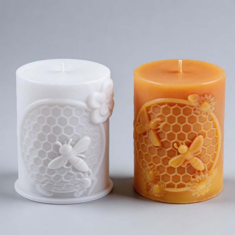 CouldNook 3D Honeycomb & Bee Pillar Candle Silicone Mold - DIY Crafting