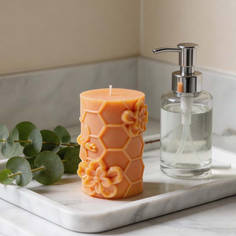 CouldNook 3D Honeycomb & Bee Pillar Candle Silicone Mold - DIY Crafting