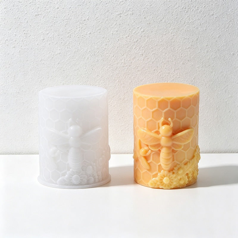 CouldNook 3D Honeycomb & Bee Pillar Candle Silicone Mold - DIY Crafting