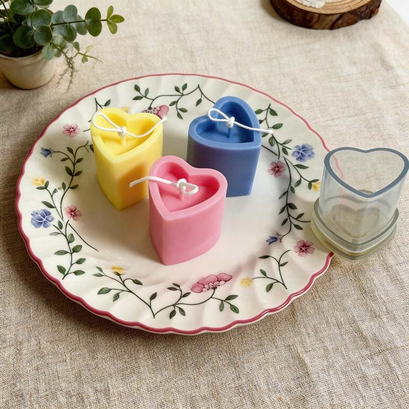 CouldNook Korean Style 3D Heart Pillar Candle Mold - Acrylic Plastic