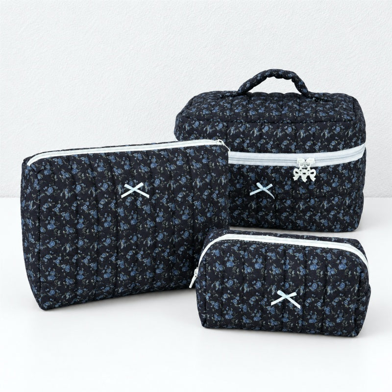 CouldNook Floral Makeup Bag - Tiny Bow Accent