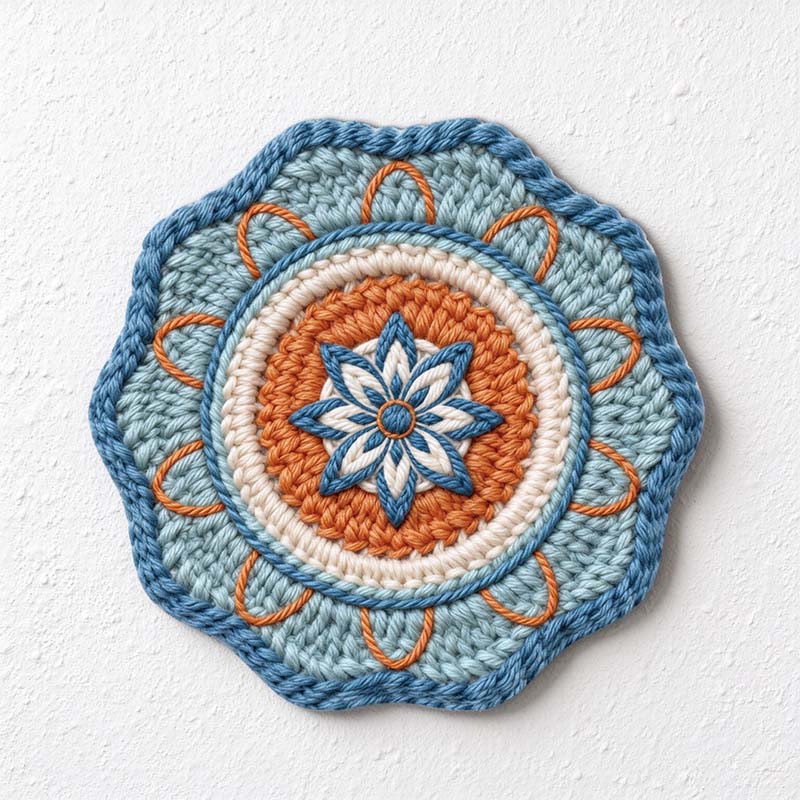 CouldNook Mandala Rubber Printed Table Mat - Knit Effect