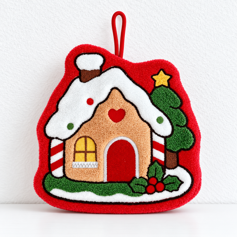 Printed Christmas Hand Towels with Shaped Holiday Scenes