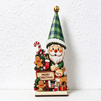 Wooden Christmas Tabletop Decorations with Printed Holiday Scenes