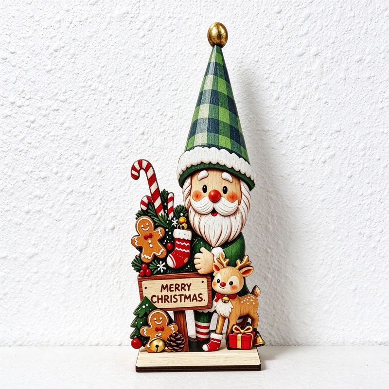 Wooden Christmas Tabletop Decorations with Printed Holiday Scenes