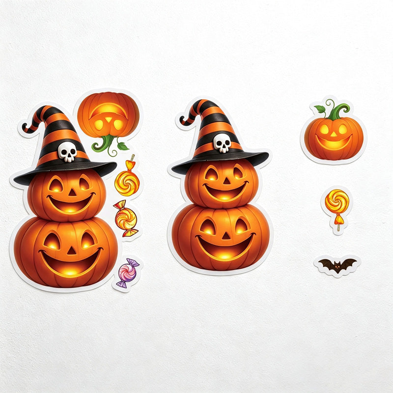 CouldNook Halloween Pumpkin Static Window Clings‑Jack‑O‑Lantern Candy Party Decor