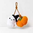 CouldNook Yarn Ghost Hanging Ornament - Pumpkin Pairs and Witch Hats
