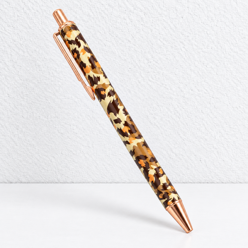 CouldNook Leopard Print Ballpoint Pen - Metal Barrel and Rose-Toned Trim